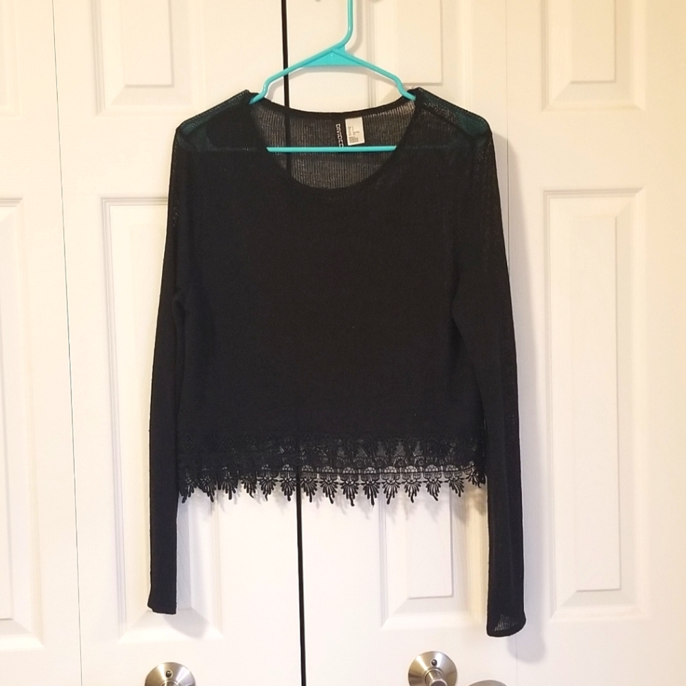 H&M Divided knit black long sleeve top, S